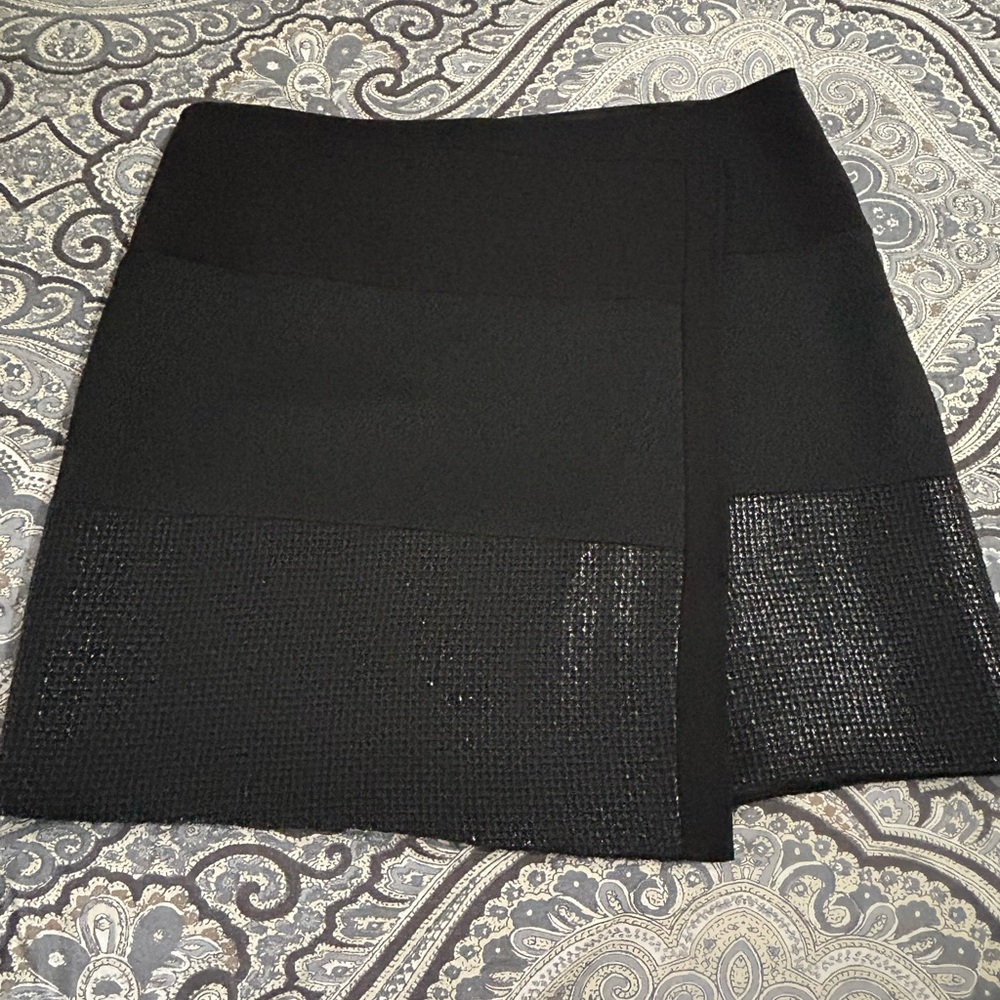 White House Black Market Chic Black Skirt with Textured Hem